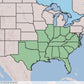 Map of US showing states with red buckeye